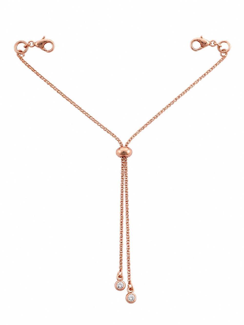 Rose Gold Drop Slider Necklace Extender with Cubic Zirconia Accents